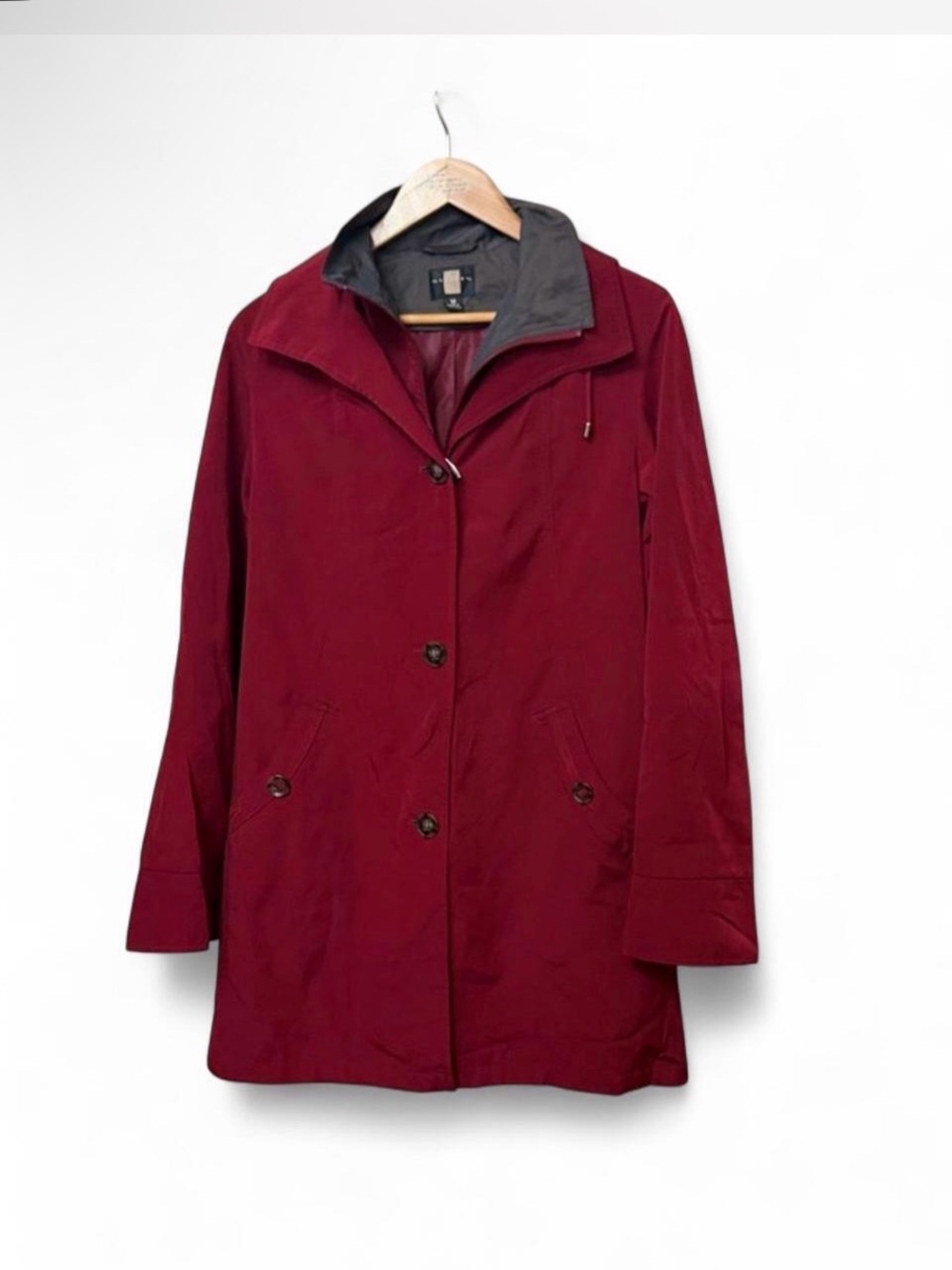 Gallery Burgundy Lightweight Coat Jacket with Hood Sz M